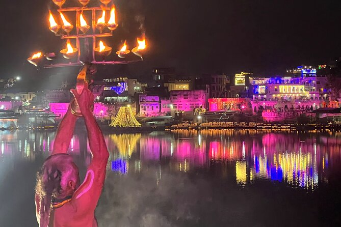 Afternoon Walk Tour with Sunset & Fire Ritual -The Pushkar Route - Rangji Temple and the main lanes: finishing with Halwai Gali and Gandhi Ghat